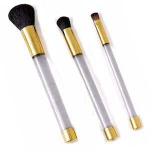 Lancome 3-Piece Makeup Brush Set Clear Acrylic Handles - Sealed
